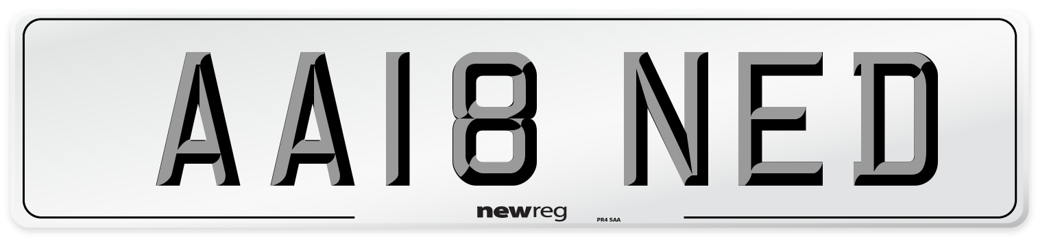 AA18 NED Number Plate from New Reg